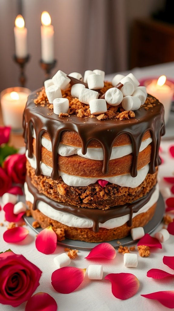 S’mores Valentine Cake