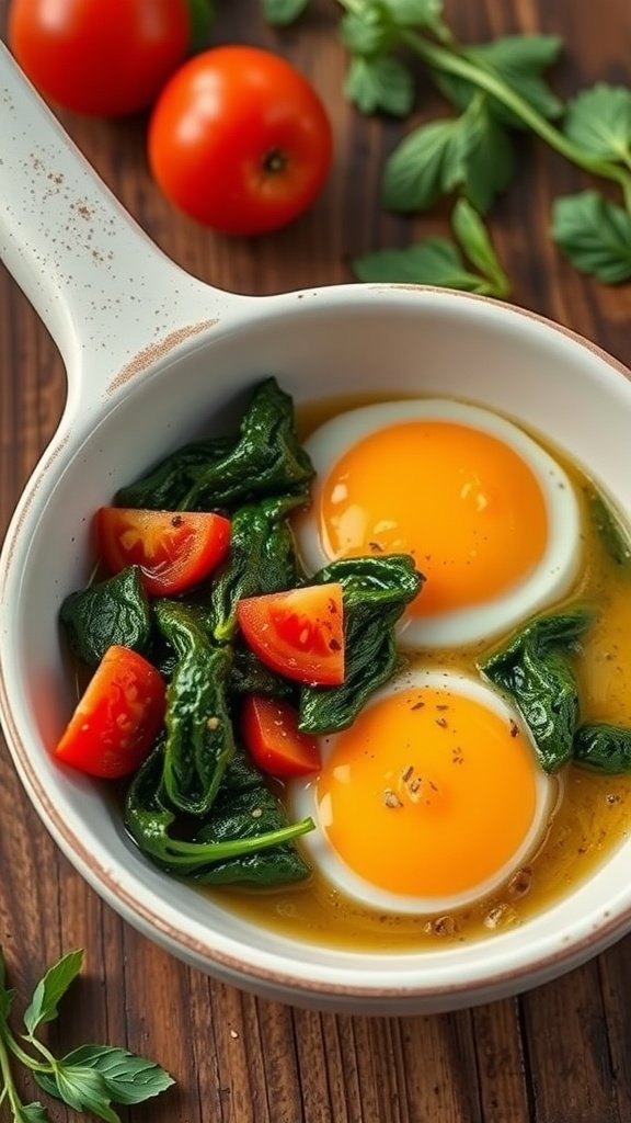 Baked Eggs with Spinach and Tomato