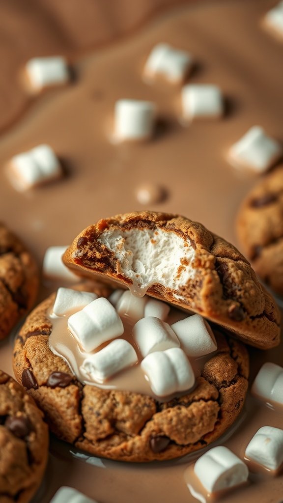 Delicious marshmallow-stuffed hot chocolate cookies