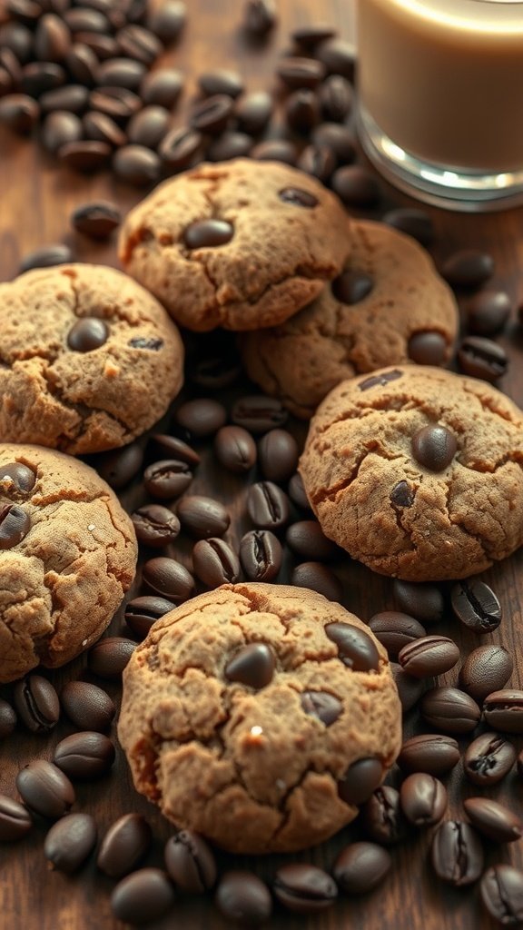 Mocha protein cookies with coffee beans