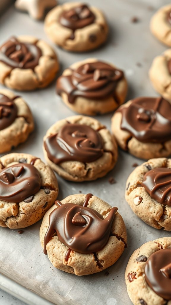 Delicious Nutella hot chocolate cookies topped with chocolate frosting.