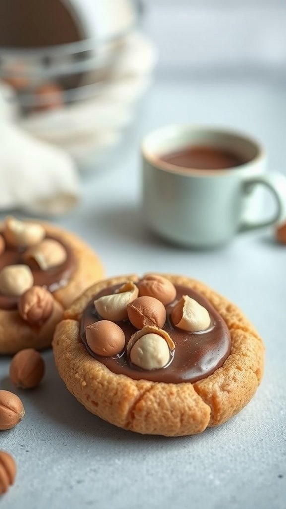 Nutty Hazelnut Hot Chocolate Cookies with chocolate and hazelnuts