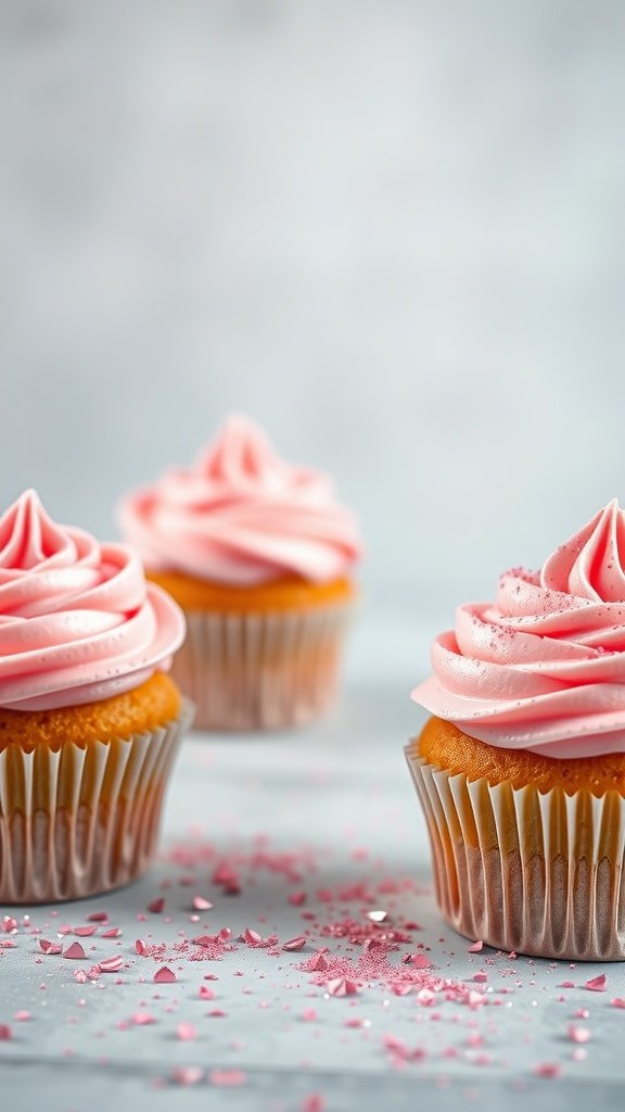 Pink Champagne Cupcakes with pink frosting