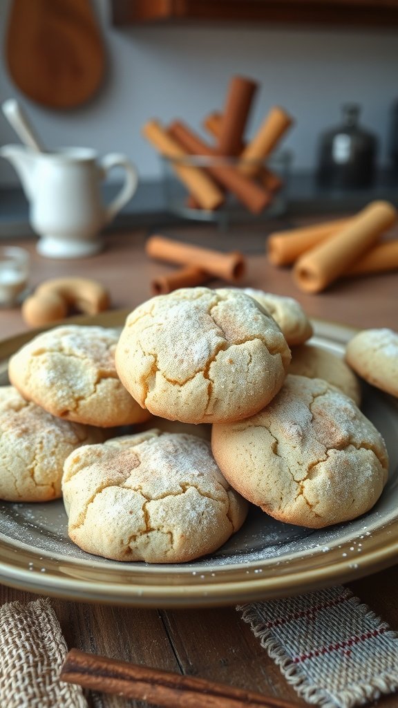 Delicious protein-packed snickerdoodle cookies on a plate