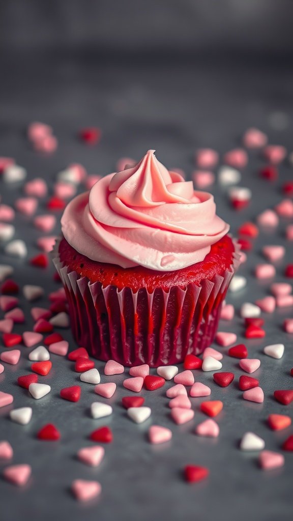 Red velvet cupcake with cream cheese frosting