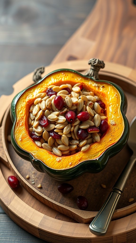 Stuffed acorn squash with quinoa, cranberries, and pecans. Cold Weather Dinner Ideas