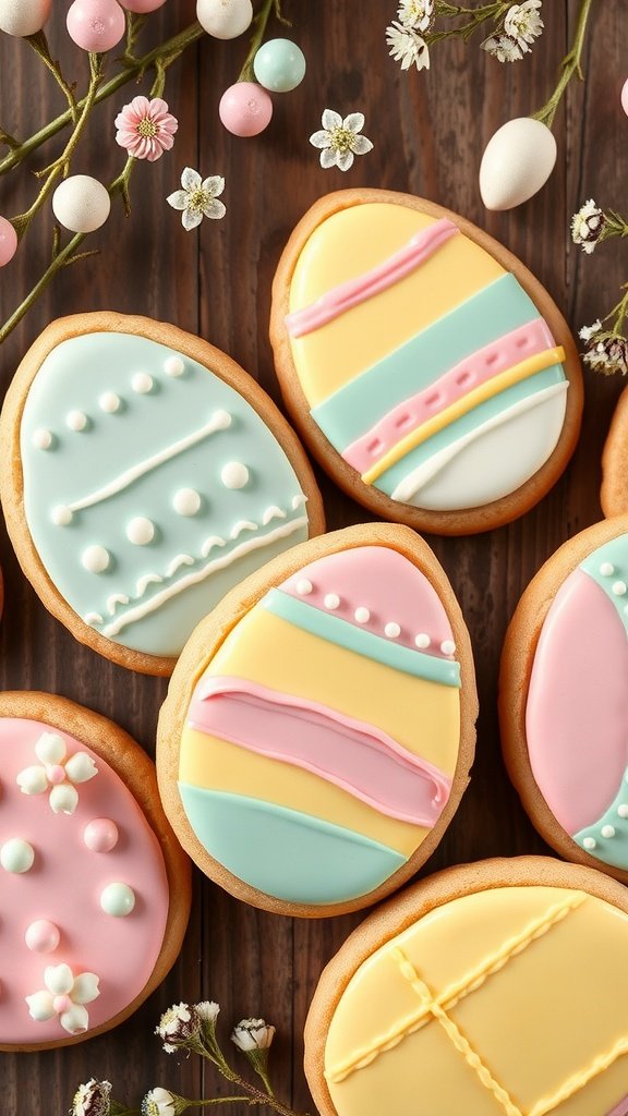 Colorful buttercream frosted Easter egg cookies