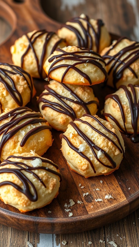 Coconut macaroons with chocolate drizzle