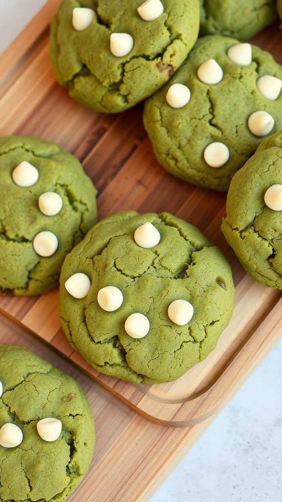 Delicious matcha green tea cookies with white chocolate chips