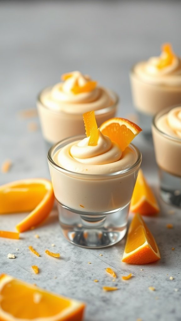 Orange Creamsicle Mini Cups with orange slices and zest