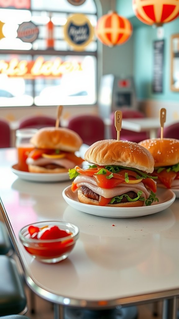 Sriracha Honey Ham Sliders on a plate