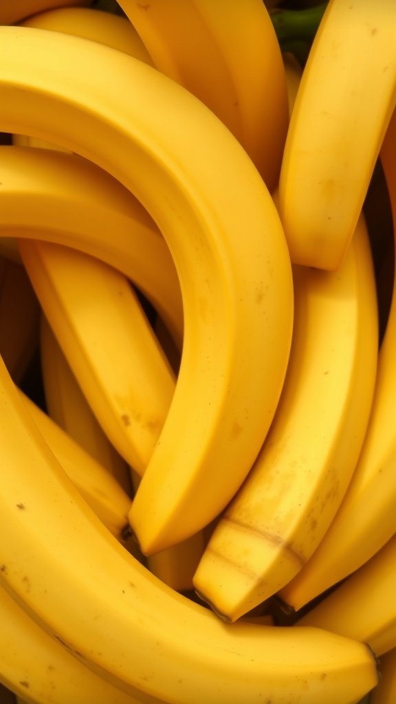 Close-up of a bunch of yellow bananas showing their smooth textures.