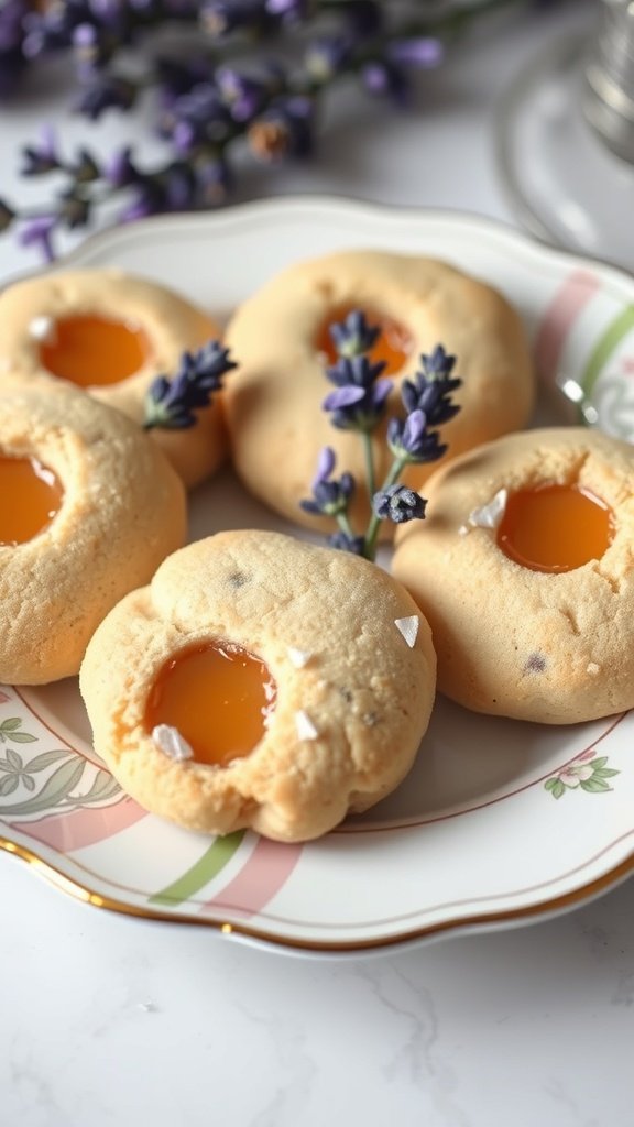 Lavender Honey Gender Reveal Cookies on a decorative plate with lavender flowers