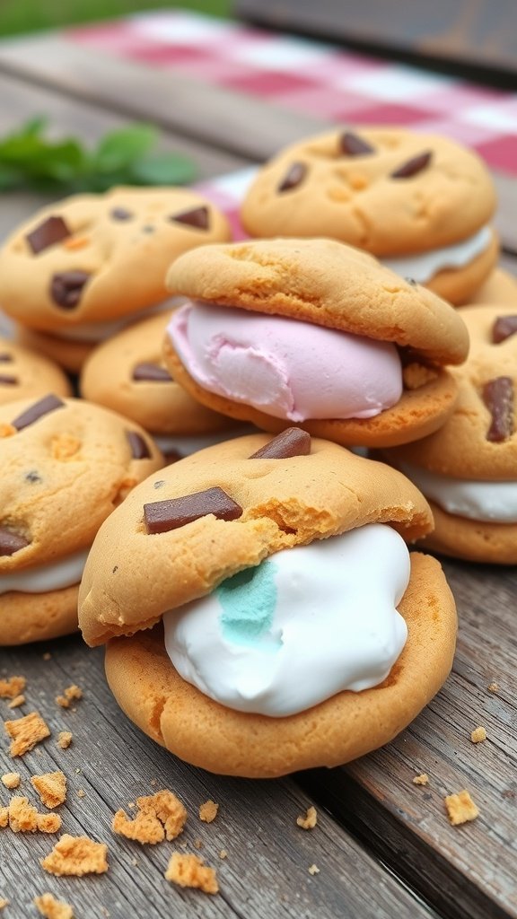 S'mores Gender Reveal Cookies with colorful fillings